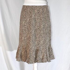 Charter Club 100% Silk Leopard-Print Midi Skirt in Beige and Black